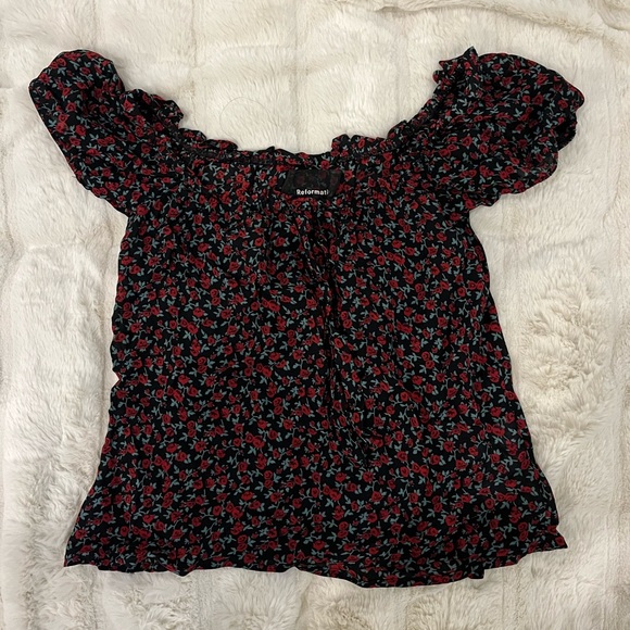 COPY - Reformation flower red shirt, Small - Picture 1 of 3